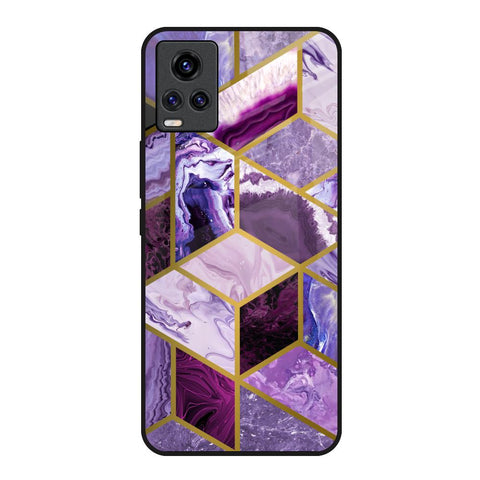 Purple Rhombus Marble Glossy Case for Vivo V20