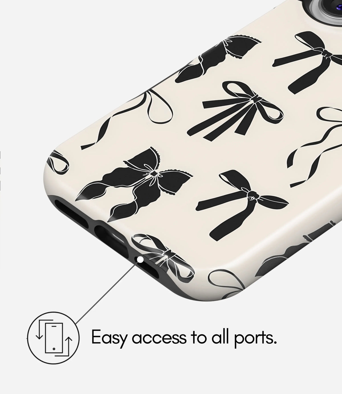 Noir Coquette Bows Premium Tough Shining Phone Case (Double Layer) Available For All iPhone Models