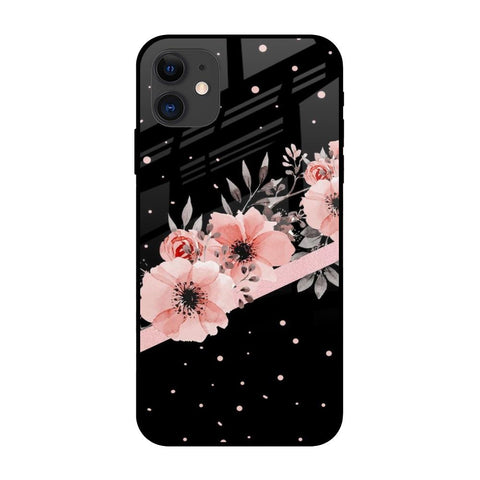 Floral Black Band Glossy Case For iPhone 12