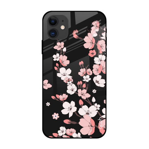 Black Cherry Blossom Glossy Case for Apple iPhone 12