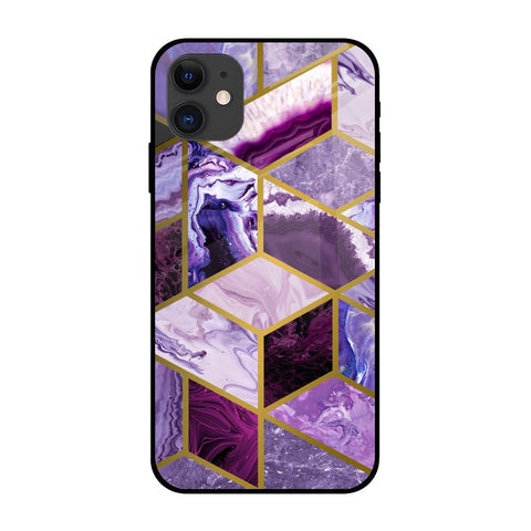 Purple Rhombus Marble Glossy Case for iPhone 12