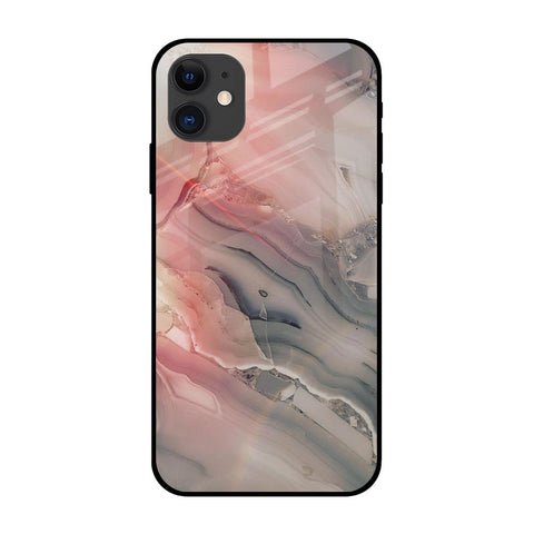 Pink And Grey Marble Glossy Case For iPhone 12 mini