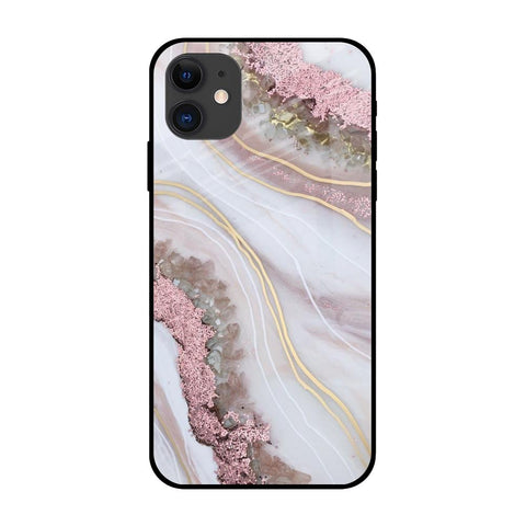 Pink & Gold Gllitter Marble Glossy Case for iPhone 12 mini