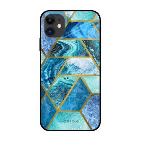 Turquoise Geometrical Marble Glossy Case for iPhone 12 mini