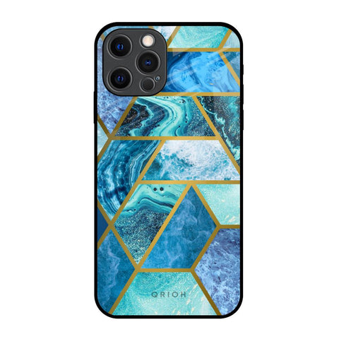 Turquoise Geometrical Marble Glossy Case for iPhone 12 Pro