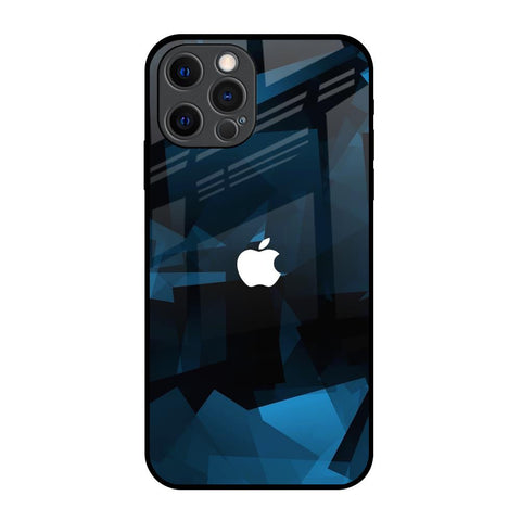 Polygonal Blue Box Glossy Case For iPhone 12 Pro