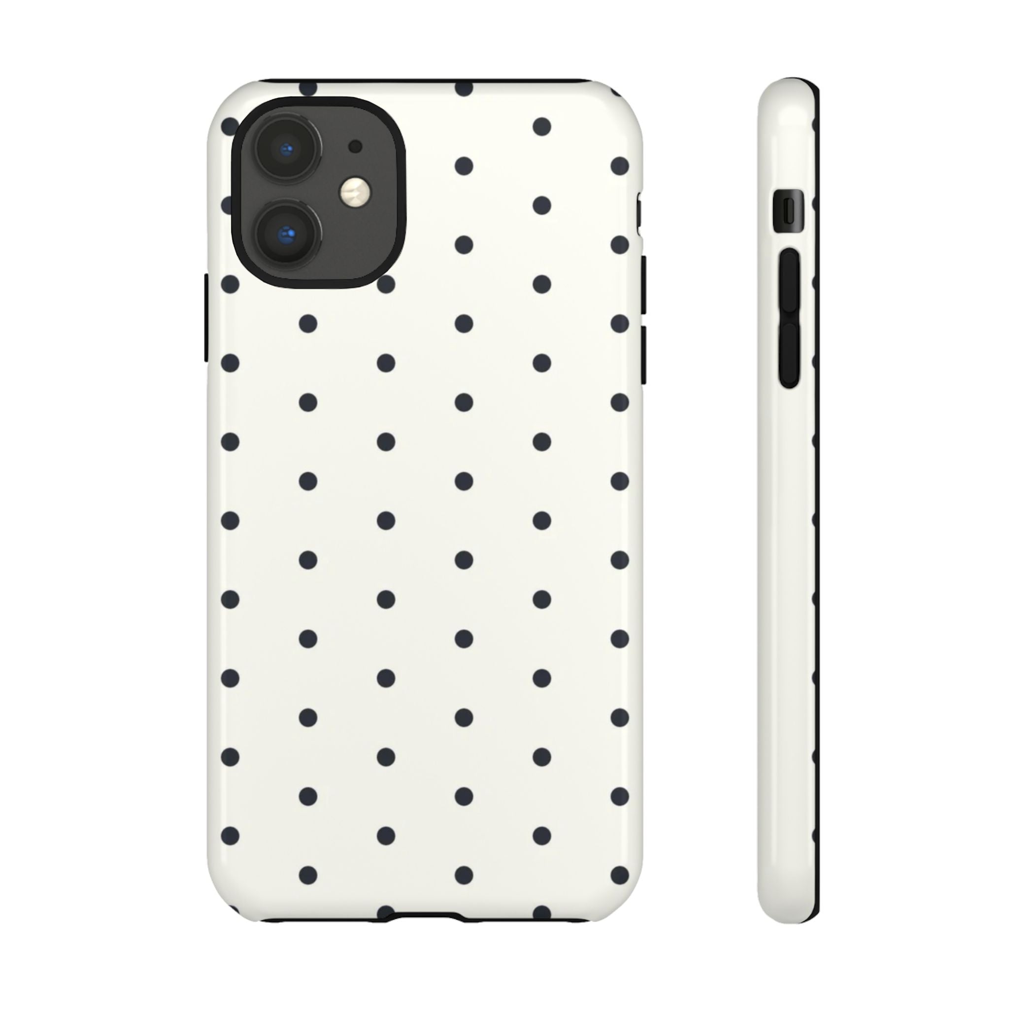 White Polka Dots Tough Case  Available For All iPhone Models