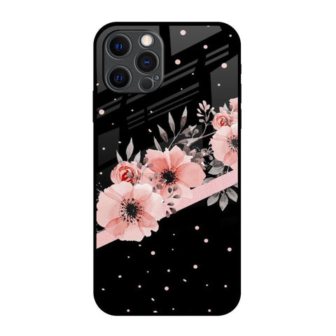 Floral Black Band Glossy Case For iPhone 12 Pro Max