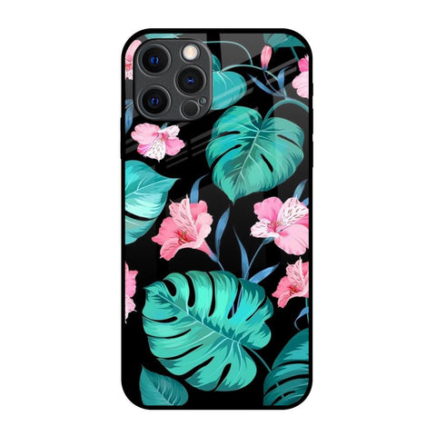 Tropical Leaves & Pink Flowers Glossy Case for iPhone 12 Pro Max