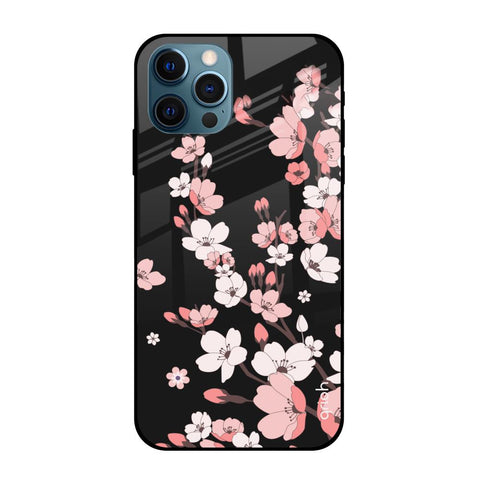 Black Cherry Blossom Glossy Case for Apple iPhone 12 Pro Max