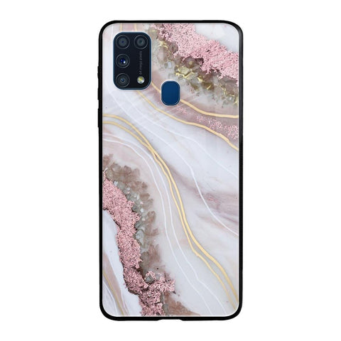 Pink & Gold Gllitter Marble Glossy Case for Samsung Galaxy M31 Prime