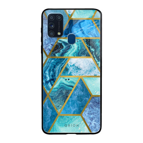 Turquoise Geometrical Marble Glossy Case for Samsung Galaxy M31 Prime