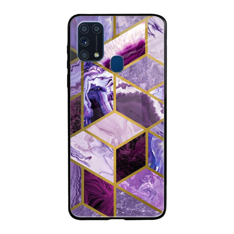 Purple Rhombus Marble Glossy Case for Samsung Galaxy M31 Prime