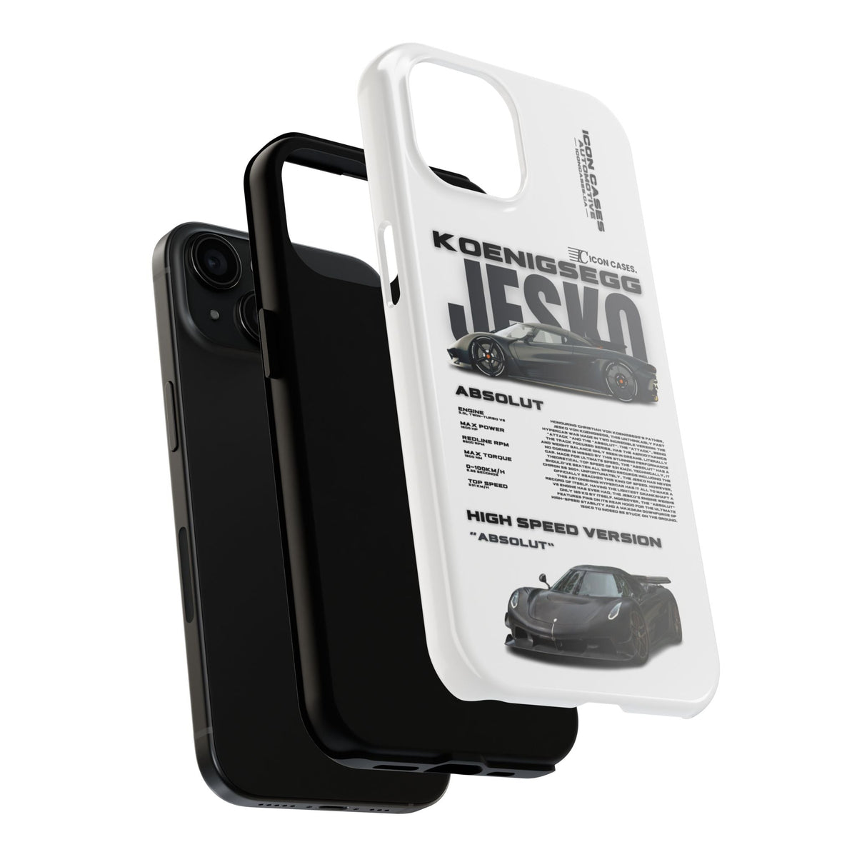 Koenigsegg Jesko White Premium Tough Shining Phone Case (Double Layer) Available For All iPhone Models