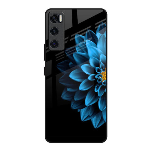 Half Blue Flower Glossy Case for Vivo V20 SE