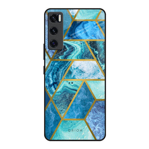 Turquoise Geometrical Marble Glossy Case for Vivo V20 SE