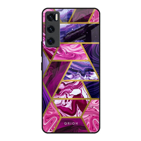 Electroplated Geometric Marble Glossy Case for Vivo V20 SE