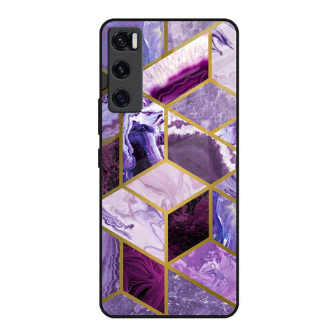 Purple Rhombus Marble Glossy Case for Vivo V20 SE