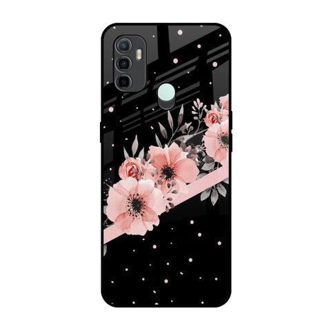 Floral Black Band Glossy Case For Oppo A33