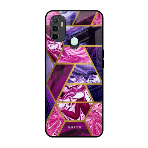 Electroplated Geometric Marble Glossy Case for Oppo A33