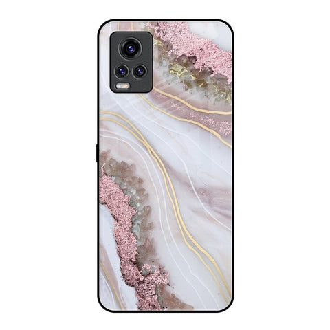 Pink & Gold Gllitter Marble Glossy Case for Vivo V20 Pro