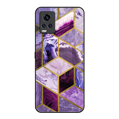 Purple Rhombus Marble Glossy Case for Vivo V20 Pro