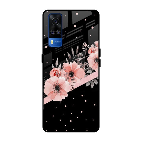 Floral Black Band Glossy Case For Vivo Y51 2020