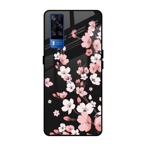 Black Cherry Blossom Glossy Case for Vivo Y51 2020