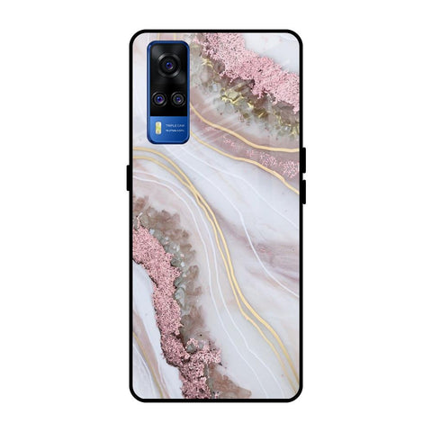 Pink & Gold Gllitter Marble Glossy Case for Vivo Y51 2020