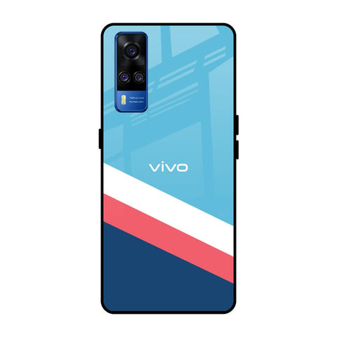 Pink & White Stripes Glossy Case For Vivo Y51 2020
