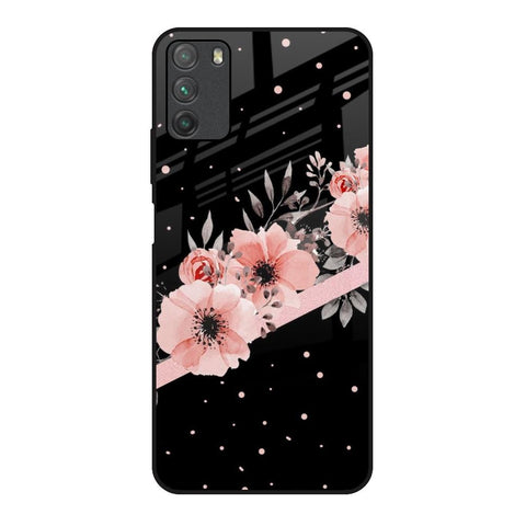 Floral Black Band Glossy Case For Poco M3