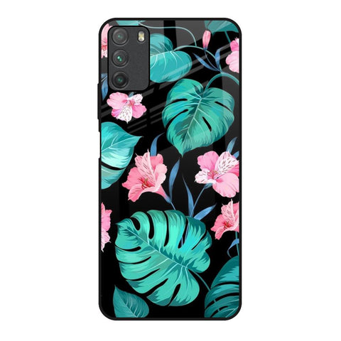Tropical Leaves & Pink Flowers Glossy Case for Poco M3