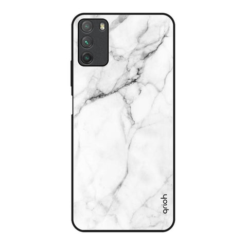 Modern White Marble Glossy Case for Poco M3