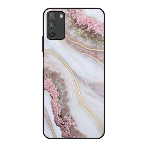 Pink & Gold Gllitter Marble Glossy Case for Poco M3