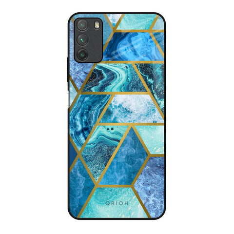 Turquoise Geometrical Marble Glossy Case for Poco M3