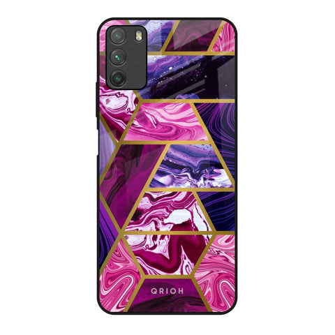 Electroplated Geometric Marble Glossy Case for Poco M3