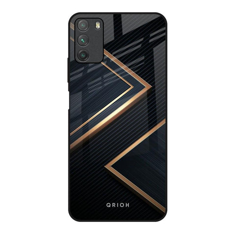 Sleek Golden & Navy Glossy Case for Poco M3