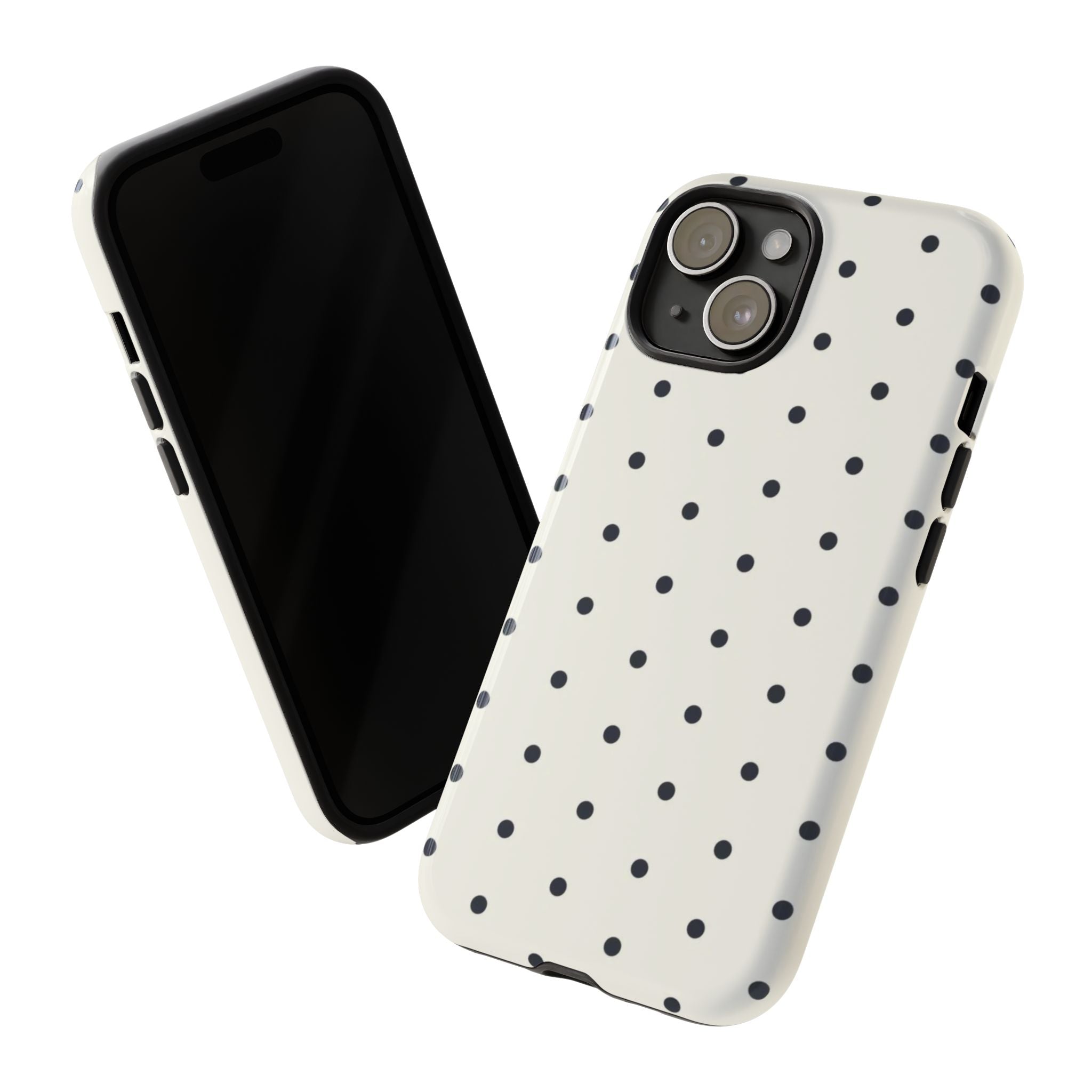 White Polka Dots Tough Case  Available For All iPhone Models