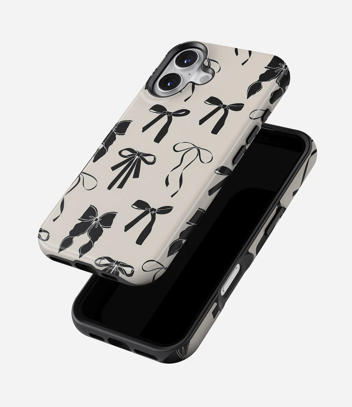 Noir Coquette Bows Premium Tough Shining Phone Case (Double Layer) Available For All iPhone Models