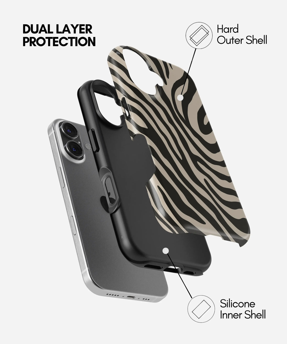 Zebra Luxe Premium Tough Shining Phone Case (Double Layer) Available For All iPhone Models