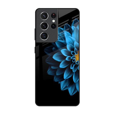Half Blue Flower Glossy Case for Samsung Galaxy S21 Ultra