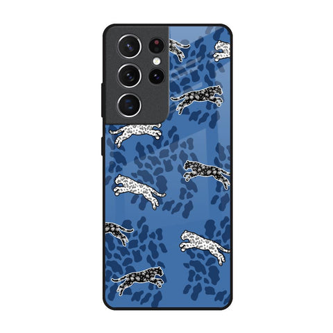 Blue Cheetah Glossy Case for Samsung Galaxy S21 Ultra