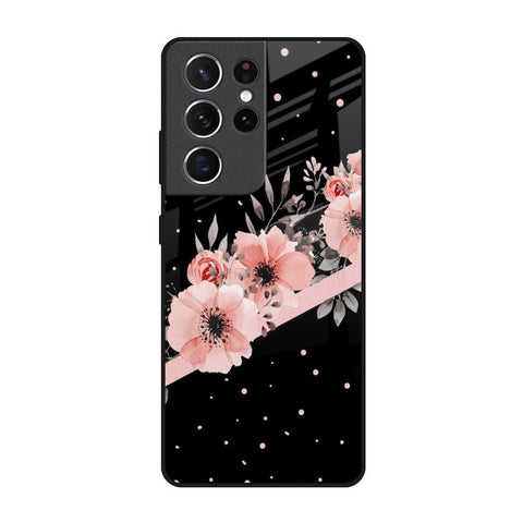Floral Black Band Glossy Case For Samsung Galaxy S21 Ultra