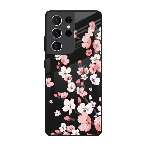Black Cherry Blossom Glossy Case for Samsung Galaxy S21 Ultra