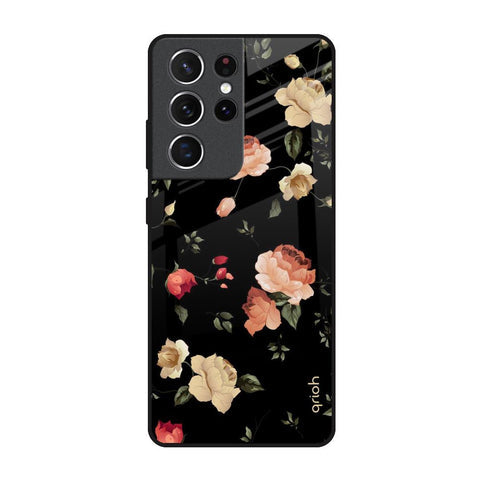 Black Spring Floral Glossy Case for Samsung Galaxy S21 Ultra