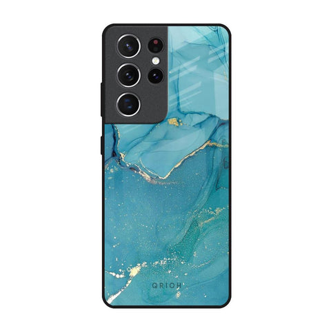 Blue Golden Glitter Glossy Case for Samsung Galaxy S21 Ultra