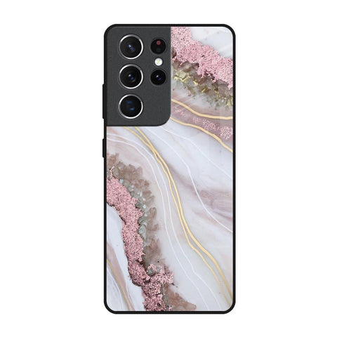 Pink & Gold Gllitter Marble Glossy Case for Samsung Galaxy S21 Ultra