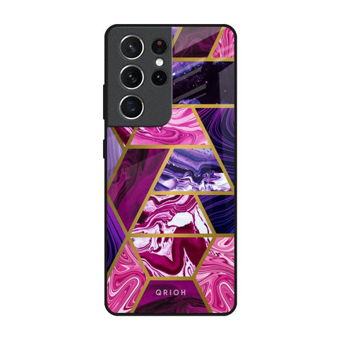 Electroplated Geometric Marble Glossy Case for Samsung Galaxy S21 Ultra