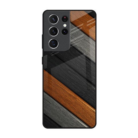 Tri Color Wood Glossy Case for Samsung Galaxy S21 Ultra