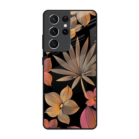 Lines Pattern Flowers Glossy Case for Samsung Galaxy S21 Ultra